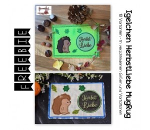 ITH Stickdatei - Mug Rug Herbstliebe Igelchen